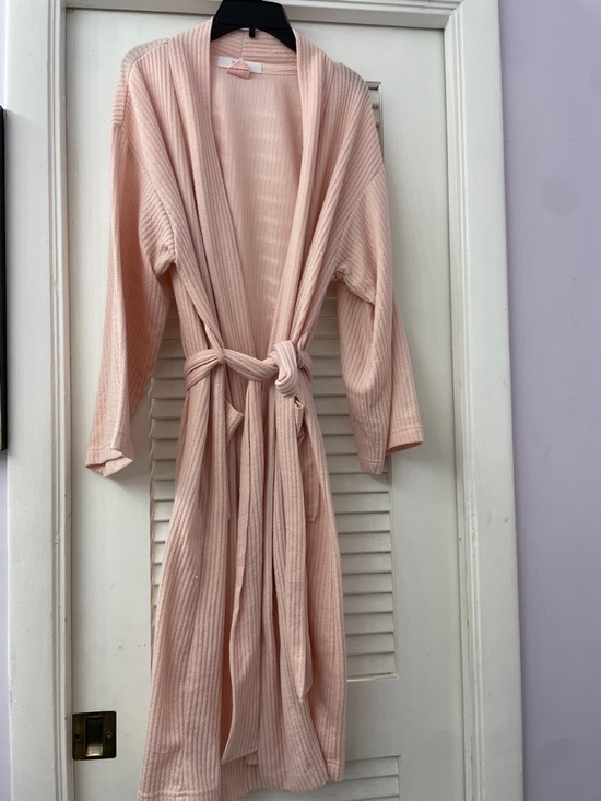 Bliss Other - Bliss Soft Pink Ribbed Lounge Robe with Tie